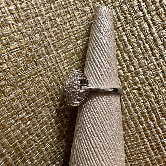 925 Sterling Silver Plated Art Deco Circle Cluster Statement Ring - Picture 6 of 14